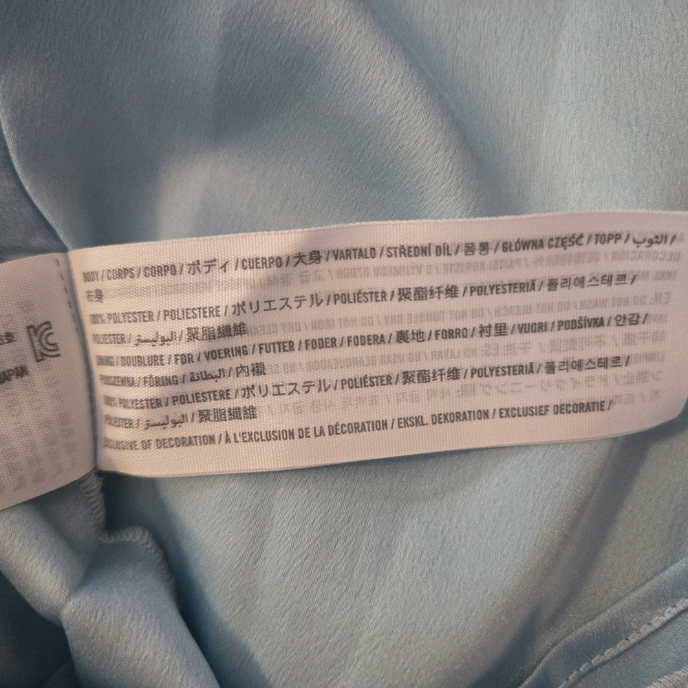 Abercrombie & Fitch Small Tall Light Blue Pleated Plunge Neckline Mini Dress - Picture 9 of 11
